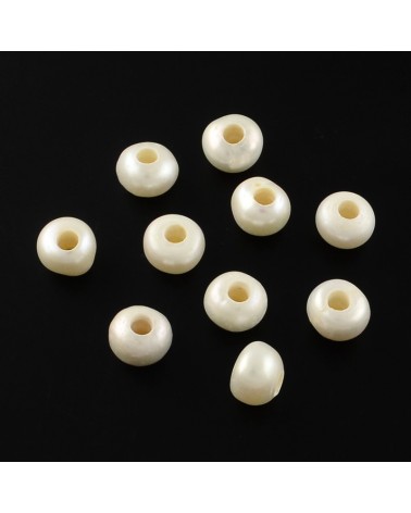Perlas de agua dulce cultivadas, 6.5~7x9~10mm, hueco 2.5mm (1pc).